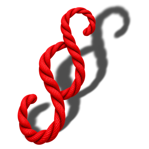 Roter Faden als Paragraph-Zeichen wirft einen langen Schatten